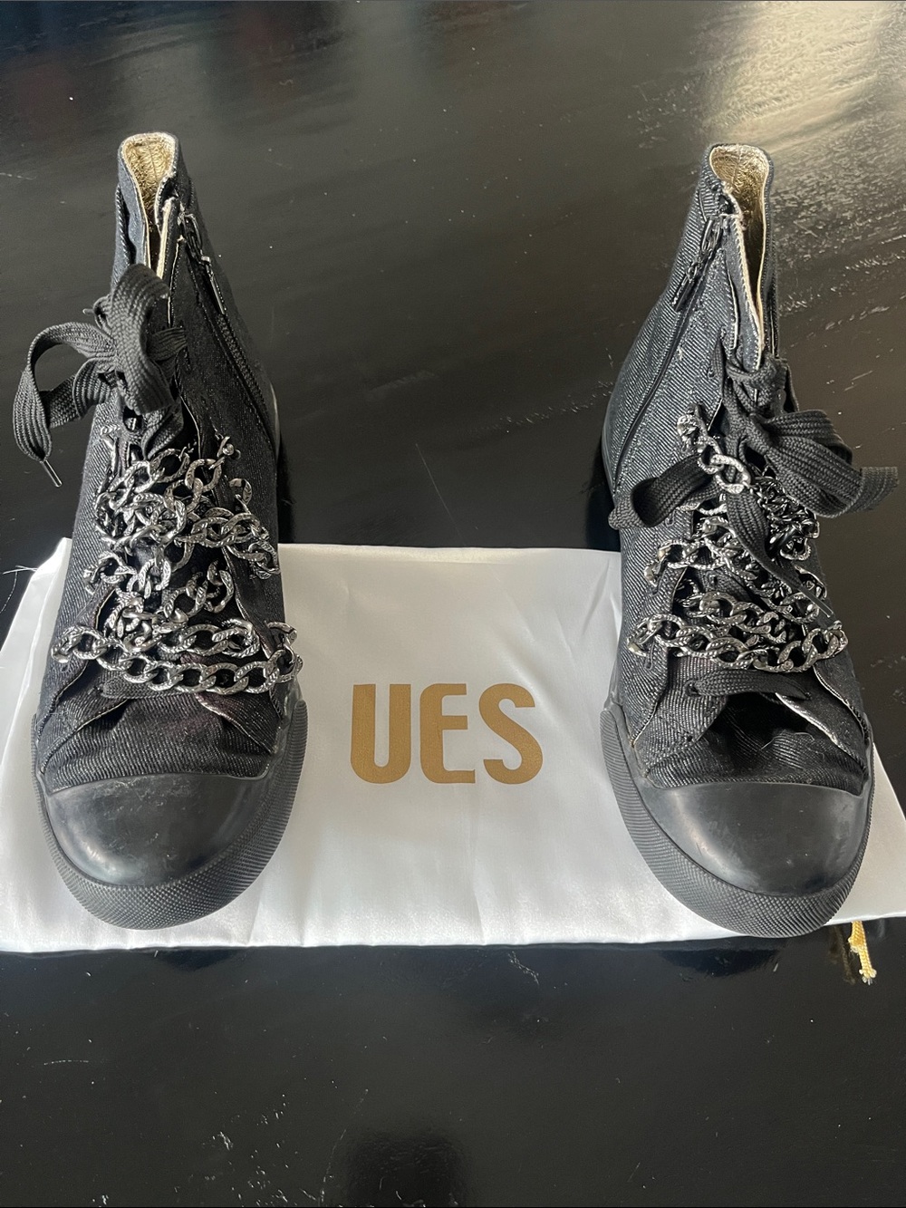 UE Black High-Top Chain-Embellished Sneakers